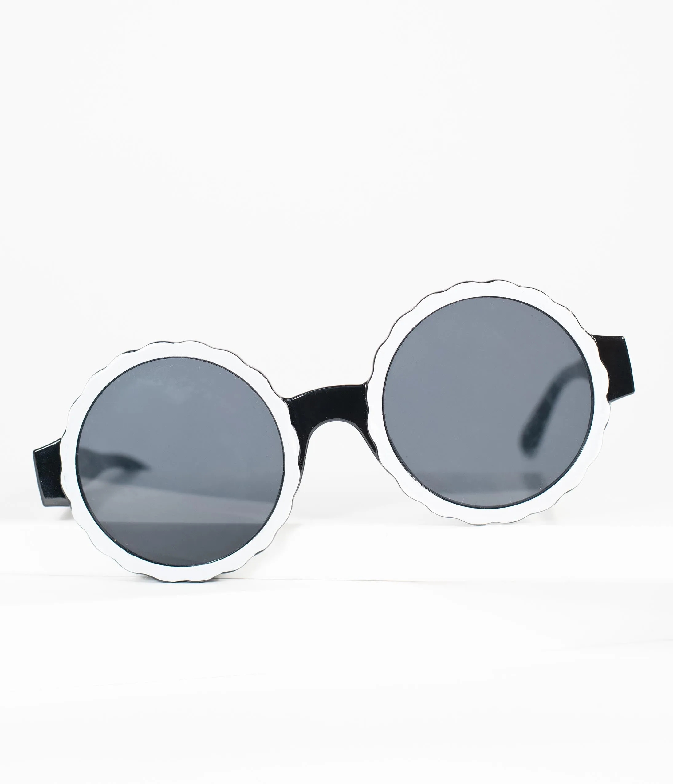 1960s Black & White Omelette Mod Sunglasses