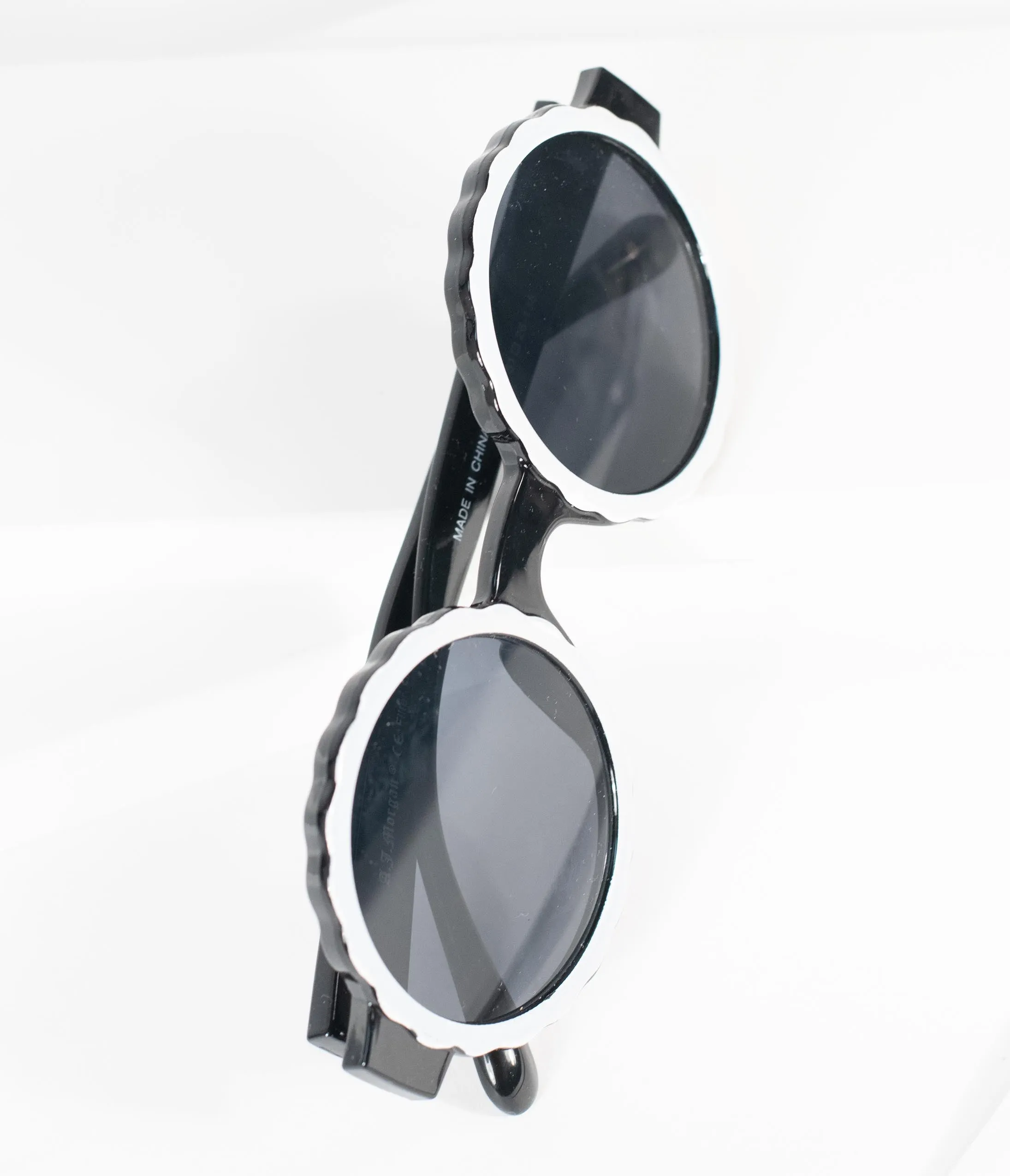 1960s Black & White Omelette Mod Sunglasses