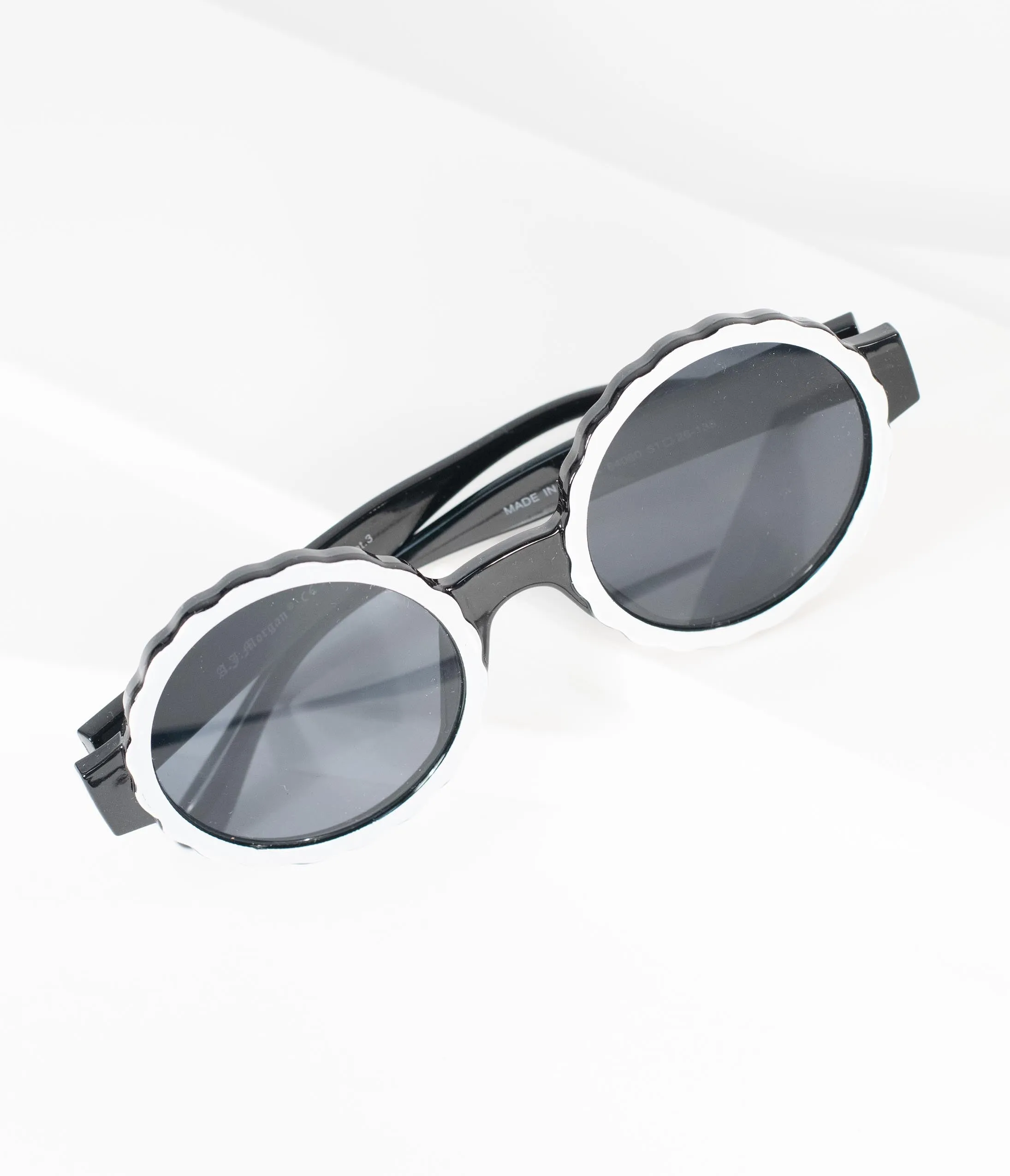 1960s Black & White Omelette Mod Sunglasses