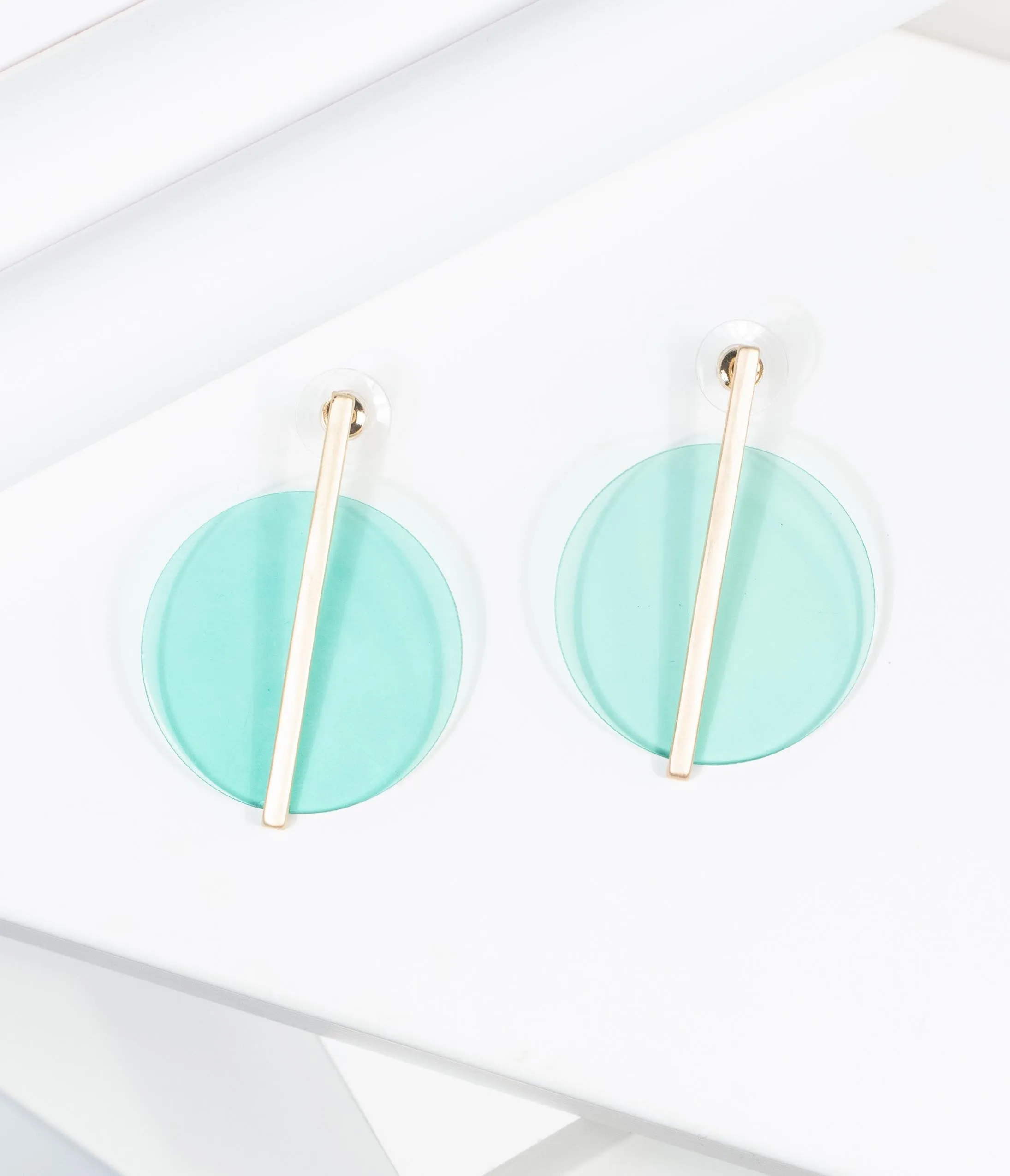 1960s Teal Circle Mod Earrings