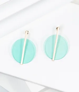 1960s Teal Circle Mod Earrings