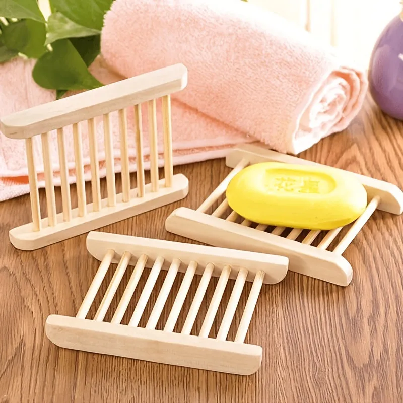 1pc EcoFriendly Bamboo Soap Dish  Prevent Mildew Drain Soap