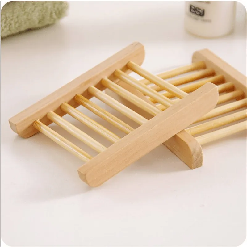 1pc EcoFriendly Bamboo Soap Dish  Prevent Mildew Drain Soap