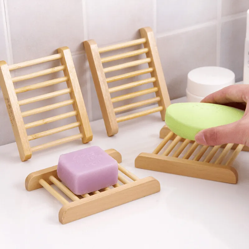 1pc EcoFriendly Bamboo Soap Dish  Prevent Mildew Drain Soap