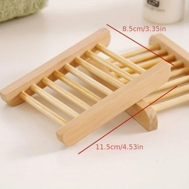 1pc EcoFriendly Bamboo Soap Dish  Prevent Mildew Drain Soap