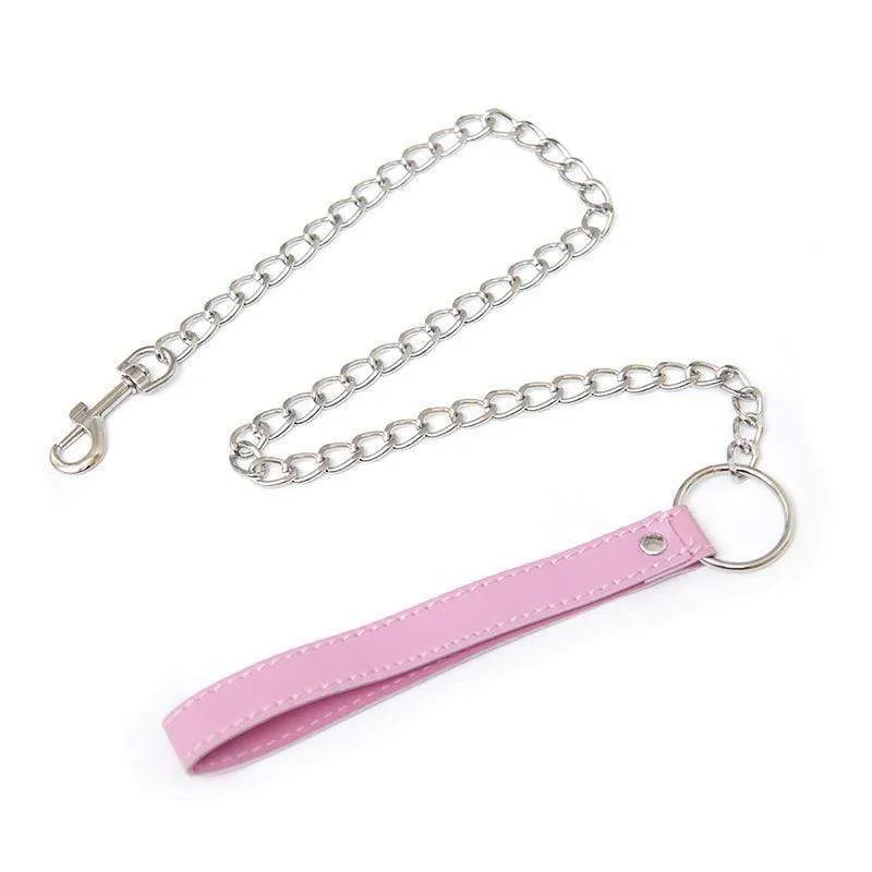 2785MQ-SIS      Sissy Pink Handle Chained Bondage Leash