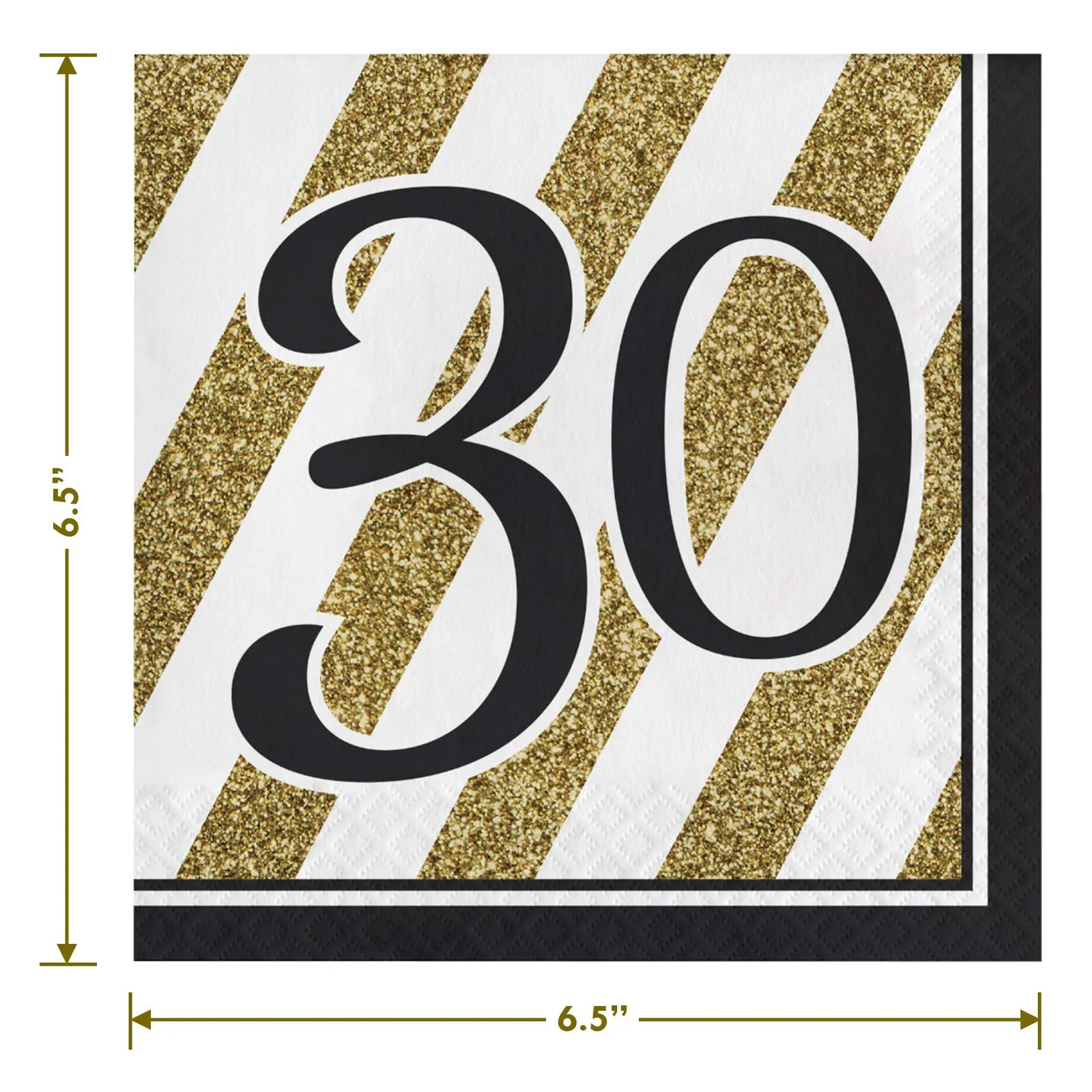 30th Milestone Birthday and Anniversary Party Supplies (Black and Gol Plates (Serves 16)