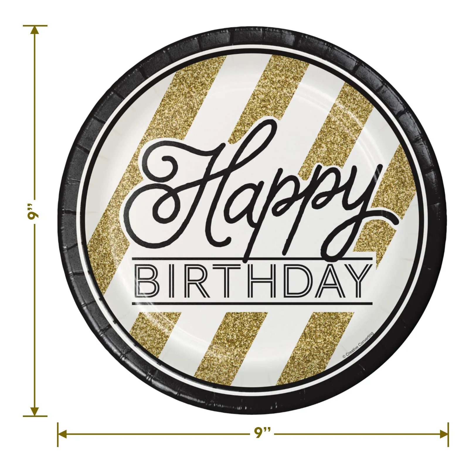 30th Milestone Birthday and Anniversary Party Supplies (Black and Gol Plates (Serves 16)