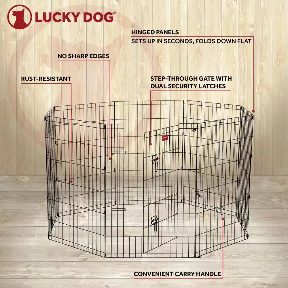 36 In. High Heavy Duty Dog Exercise Pen with Stakes