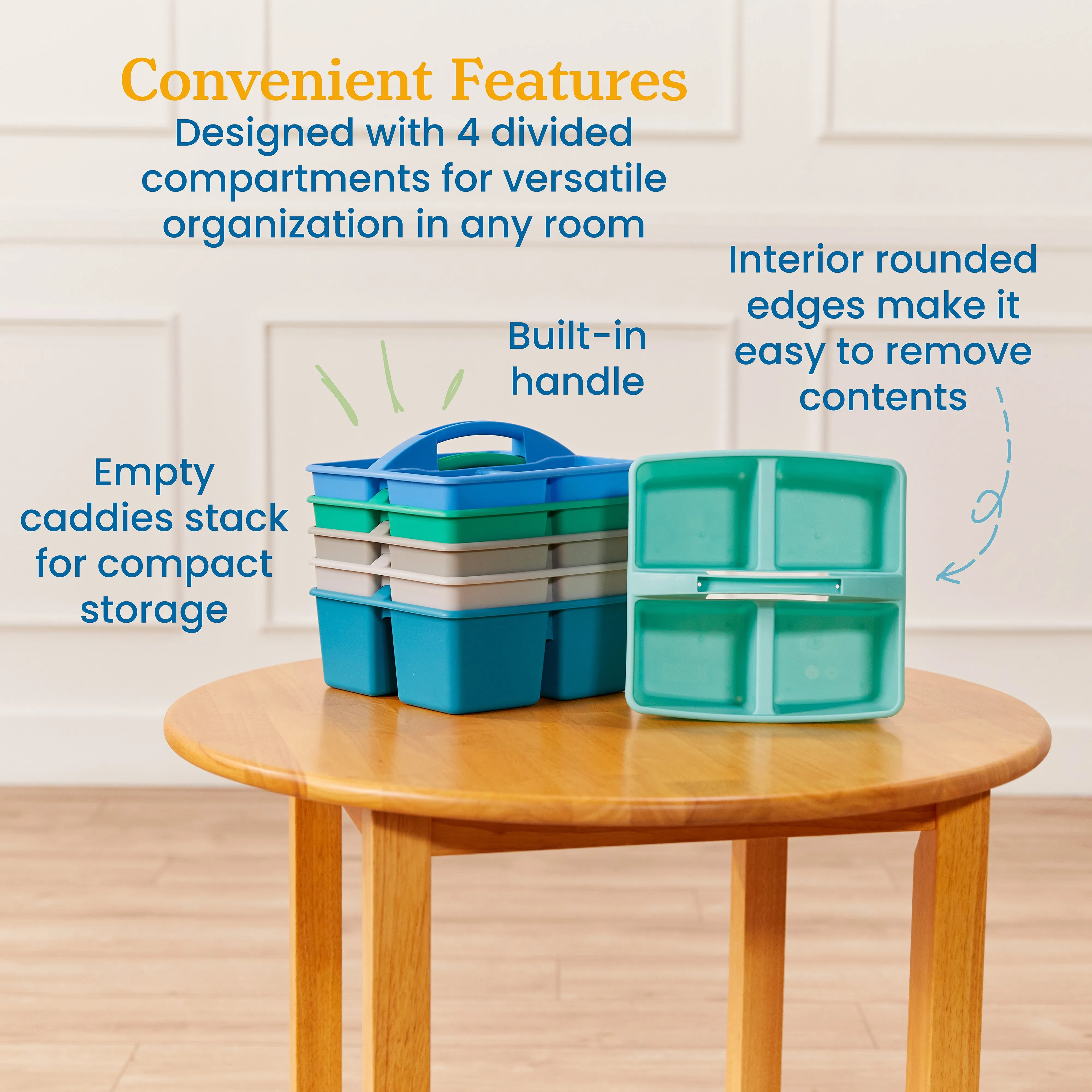 4-Compartment Medium Caddy, Storage Organizer, 6-Pack