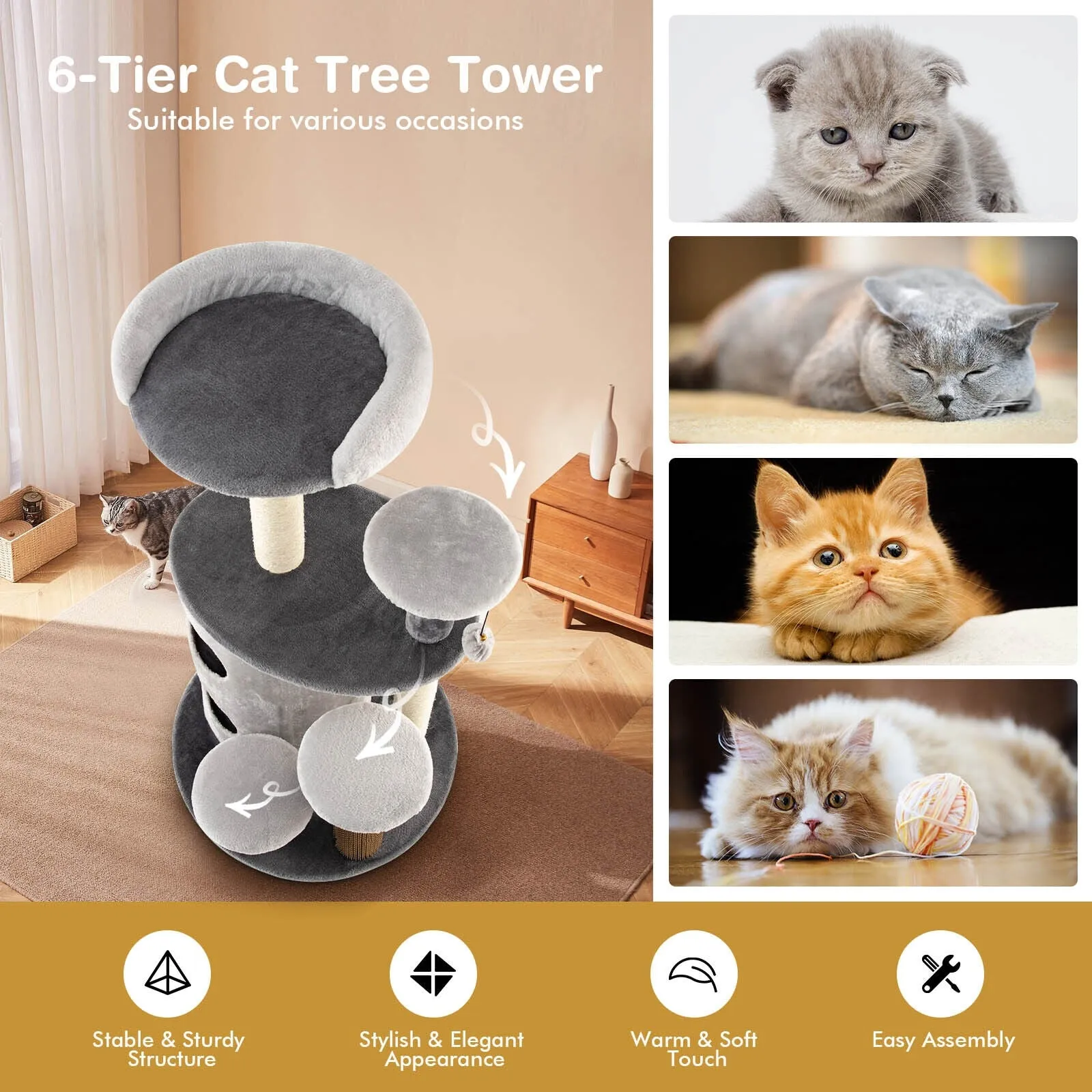 40" Cat Tree - Gray