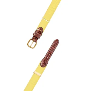 Adjustable Yellow Grosgrain Dog Collar with Embossed Calf Tabs