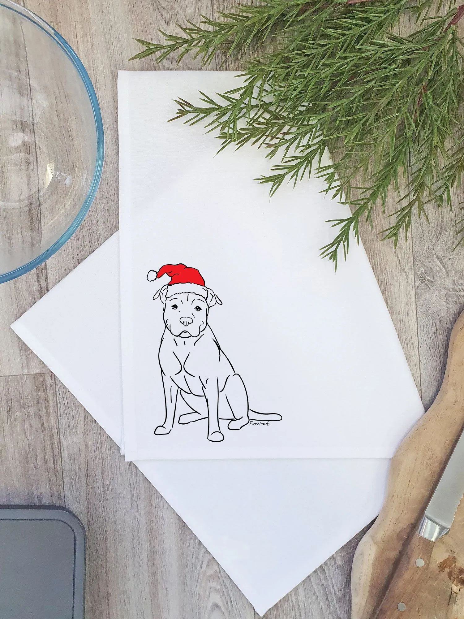 American Staffordshire Terrier Christmas Edition Tea Towel