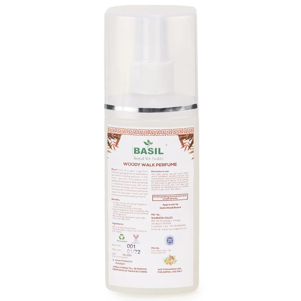 Basil Woody Walk Fresh Perfume Spray for Dogs and Cats