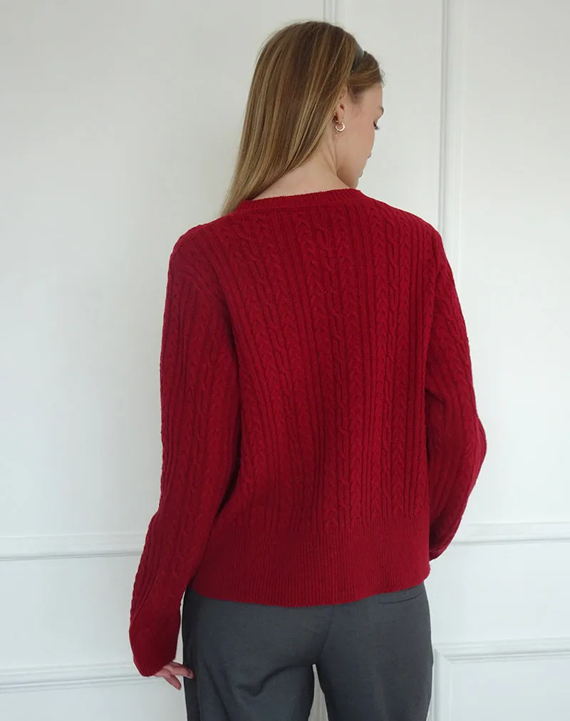 Bavana Cardigan in Deep Red