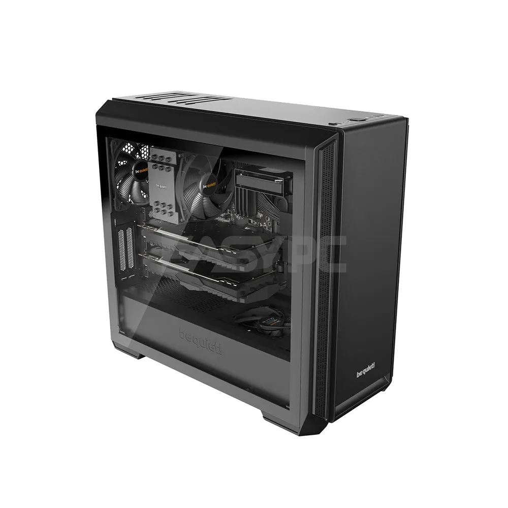 BeQuiet Silent Base 601 Window Black and Silver Mid Tower Case Tempered Glass,2x 140mm Fans Two preinstalled Pure Wings 2 140mm fans 4JTP