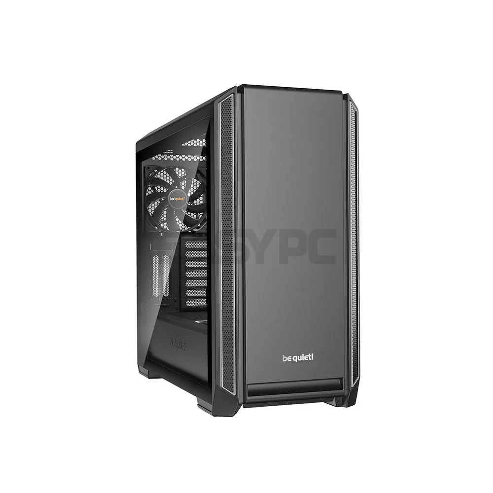 BeQuiet Silent Base 601 Window Black and Silver Mid Tower Case Tempered Glass,2x 140mm Fans Two preinstalled Pure Wings 2 140mm fans 4JTP