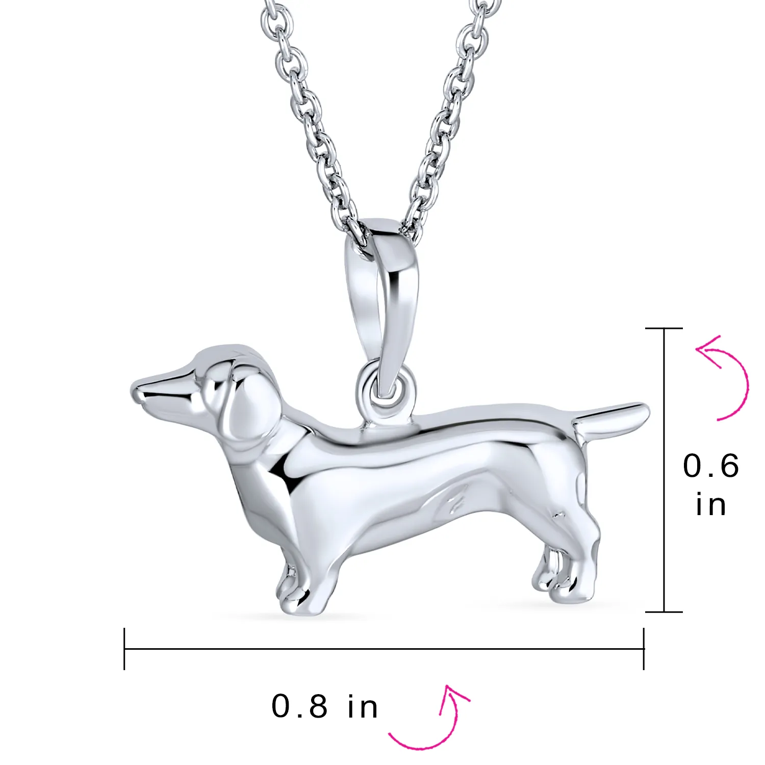 BFF Proud Poodle Puppy Dog Necklace Cubic Zirconia .925 Sterling Silver