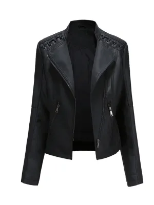 Black Biker Leather Blazer