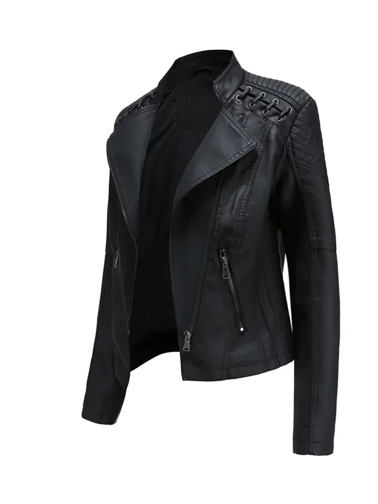 Black Biker Leather Blazer