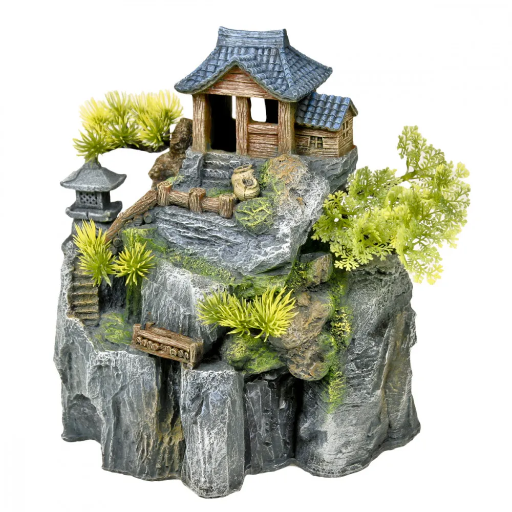 Blue Ribbon Exotic Environments Asian Cottage House W Bonsai Tank Accessory