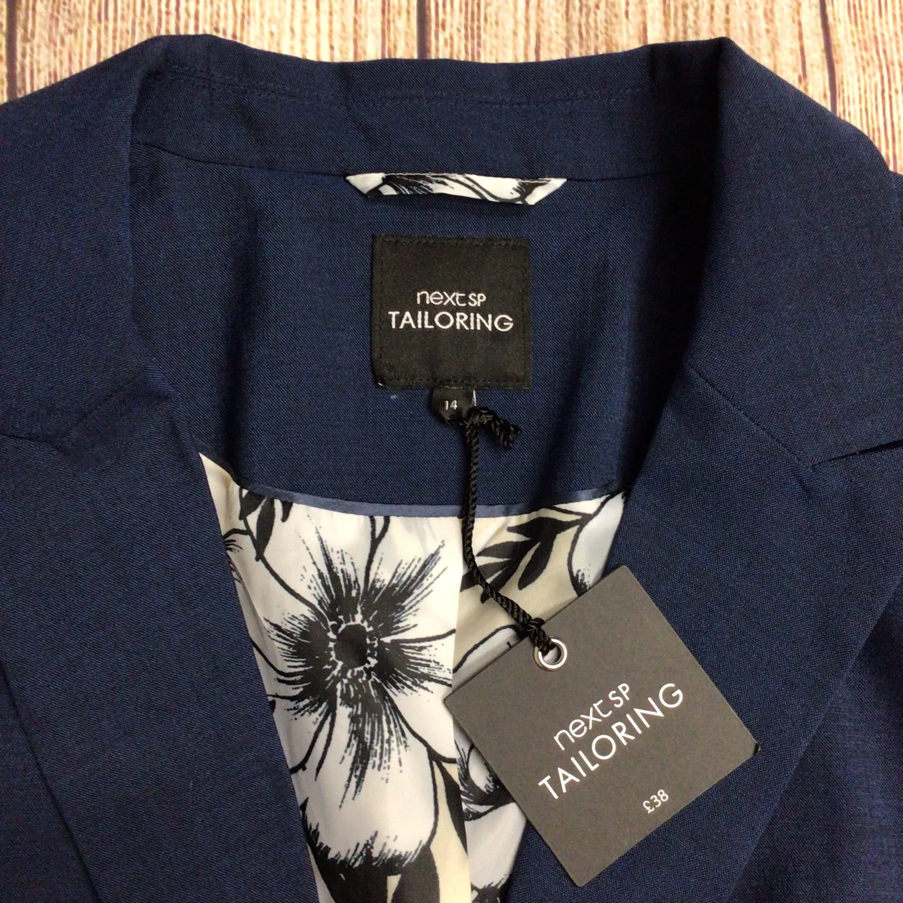 BNWT Next Tailoring Blue Wool Blend Blazer Jacket Size 14