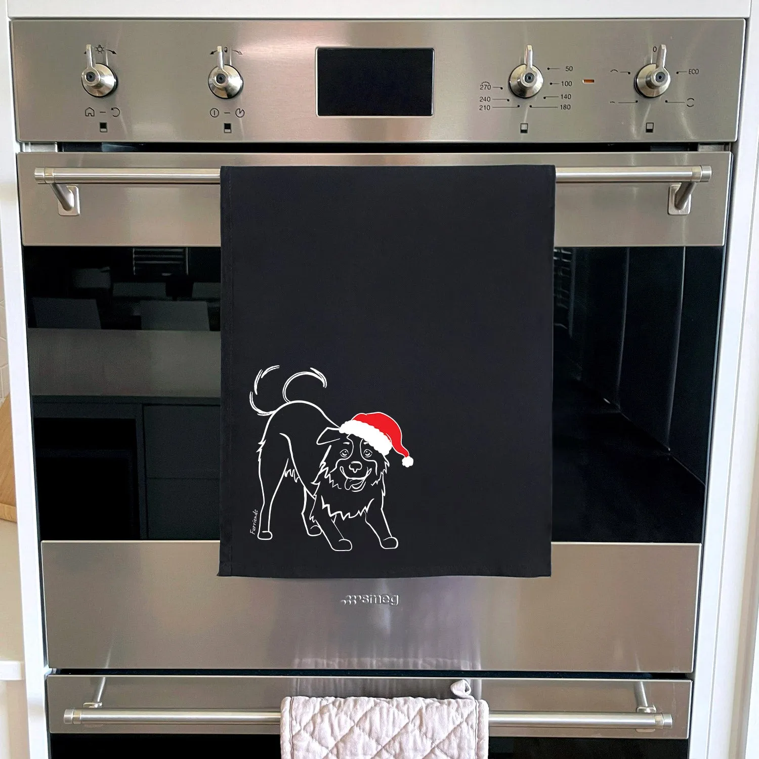 Border Collie Christmas Edition Tea Towel