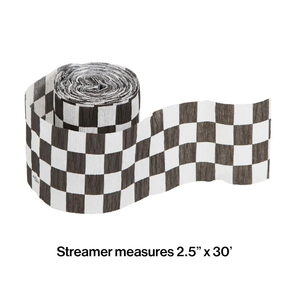 Bulk Black and White Check Streamer (12 per Case)