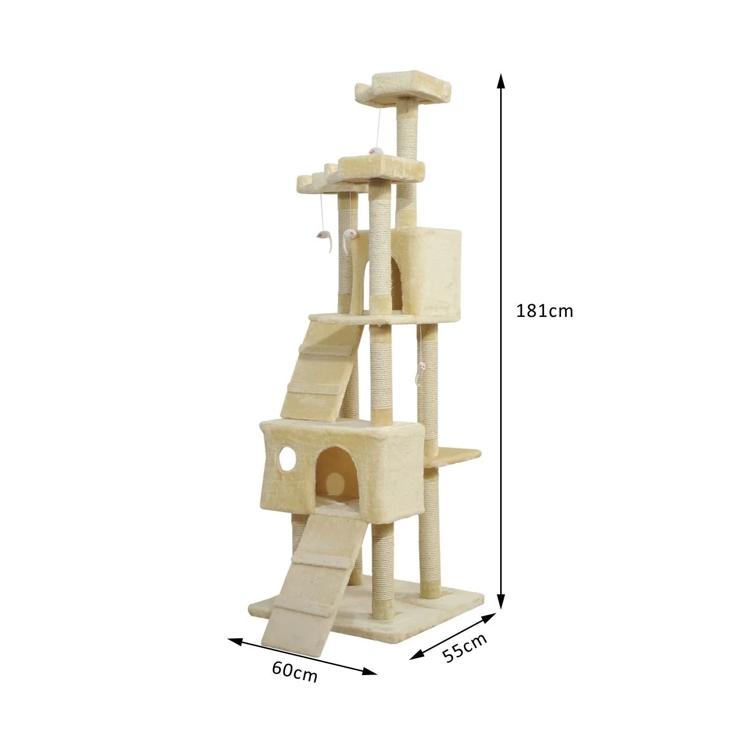 Cat Tree for Indoor Cats Play Tower Activity Center Kitten Scratch Post Climbing Tower 181 cm