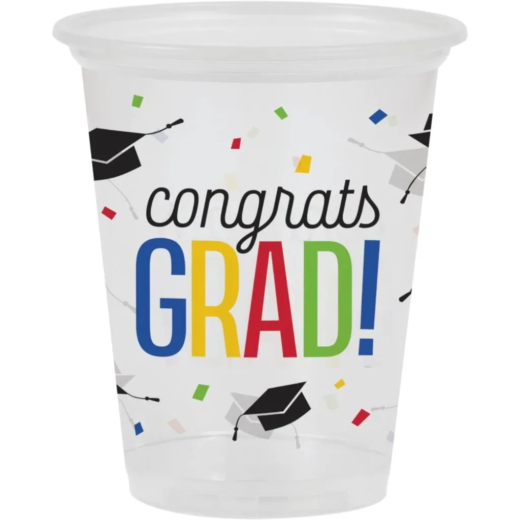 Congrats Grad Plastic Cups 8ct, 16oz