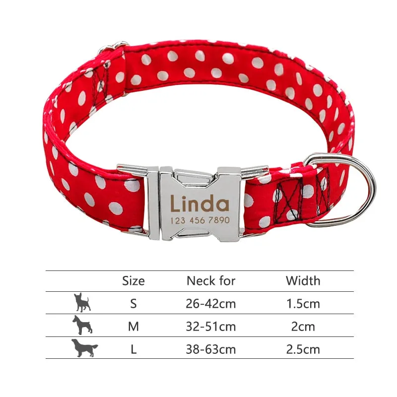 Custom Nylon Dog Collar with Engraved ID Reflective Tag