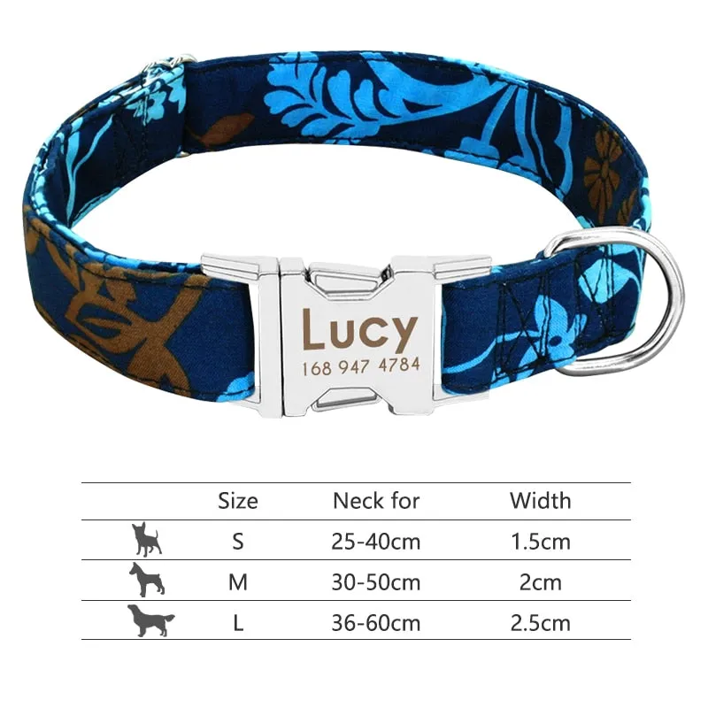 Custom Nylon Dog Collar with Engraved ID Reflective Tag