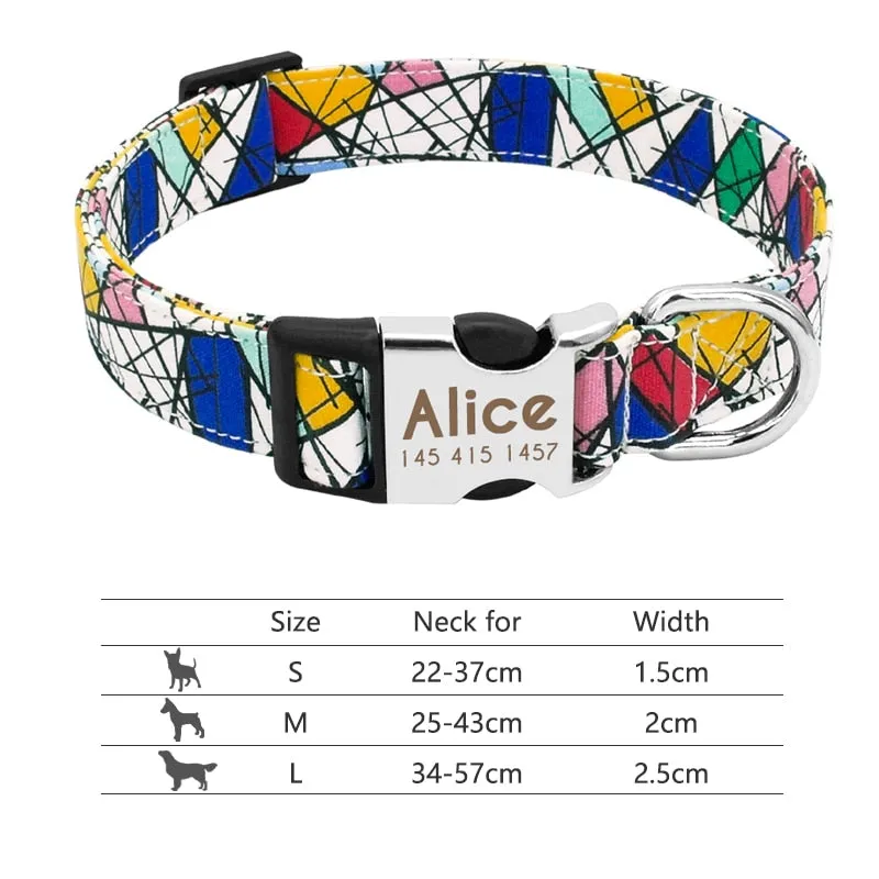 Custom Nylon Dog Collar with Engraved ID Reflective Tag