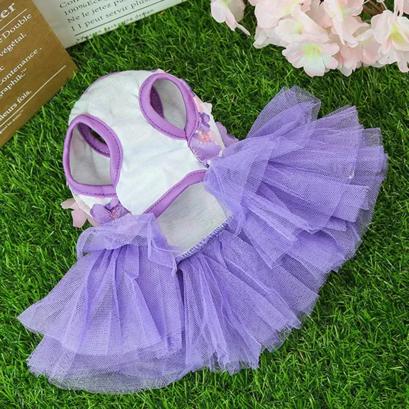 Dog Summer Dress Lace Chiffon Dress for Small Dogs Cat Lovely Floral Dress Pet Party Birthday Skirt Costumes Dog Wedding Dress