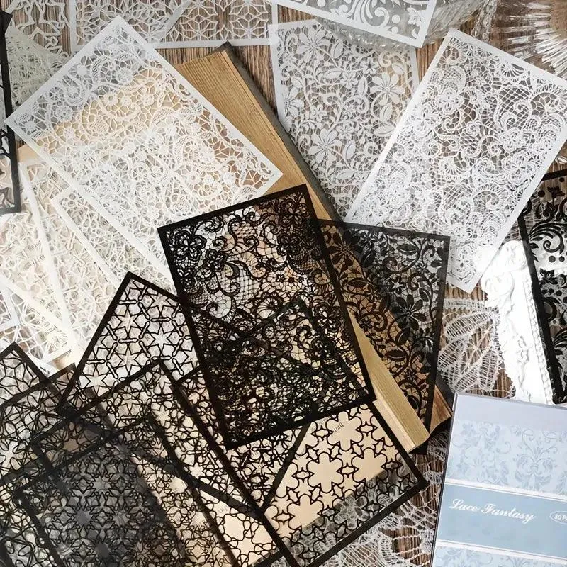 Elegant Lace Frame Stickers – 30pcs Pack