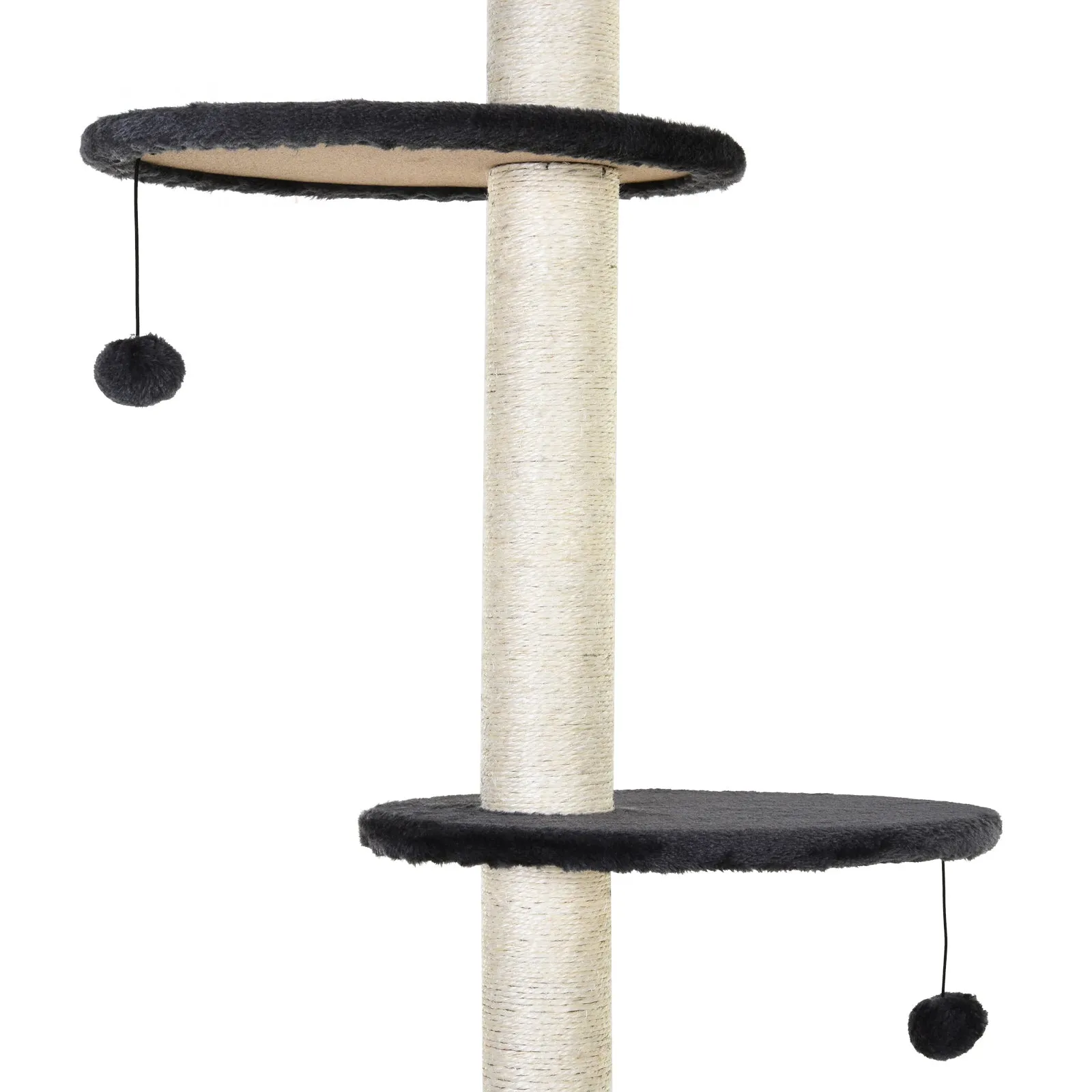 Floor to Ceiling Cat Tree for Indoor Cats Play Tower Climbing Activity Center Scratching Post Platforms Condo Adjustable Height 220-265cm Grey