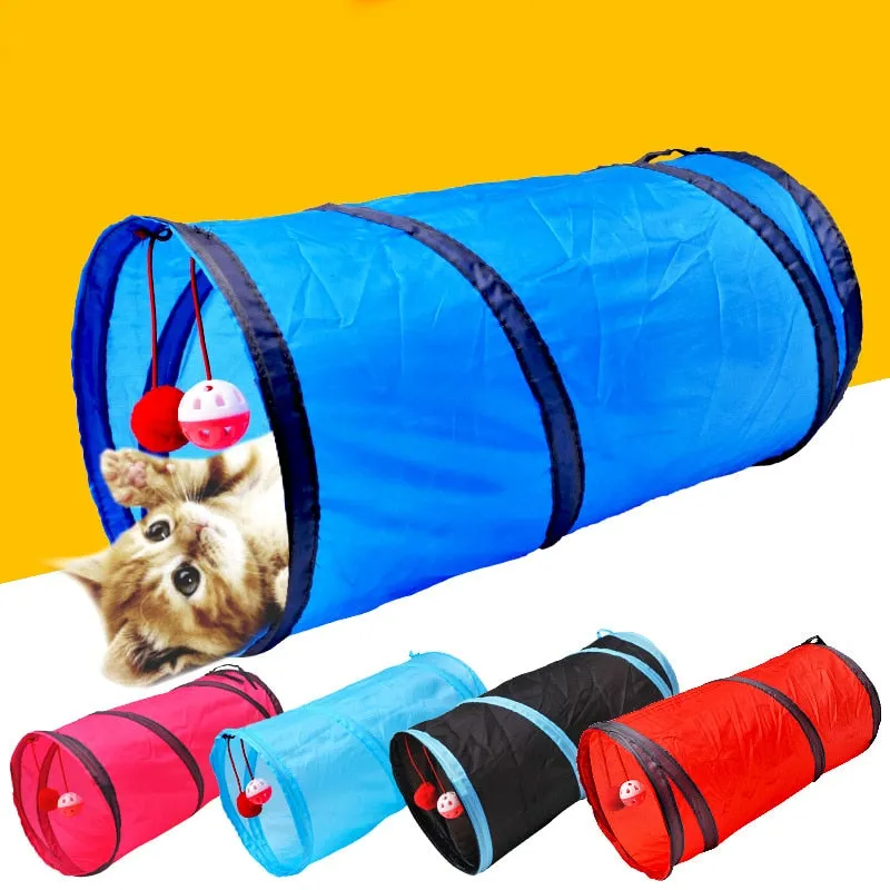 Funny Pet Cat Tunnel 2/3/4 Holes Play Tubes Balls Collapsible Crinkle Kitten Toys Puppy Ferrets Rabbit Play Dog Tunnel Tubes