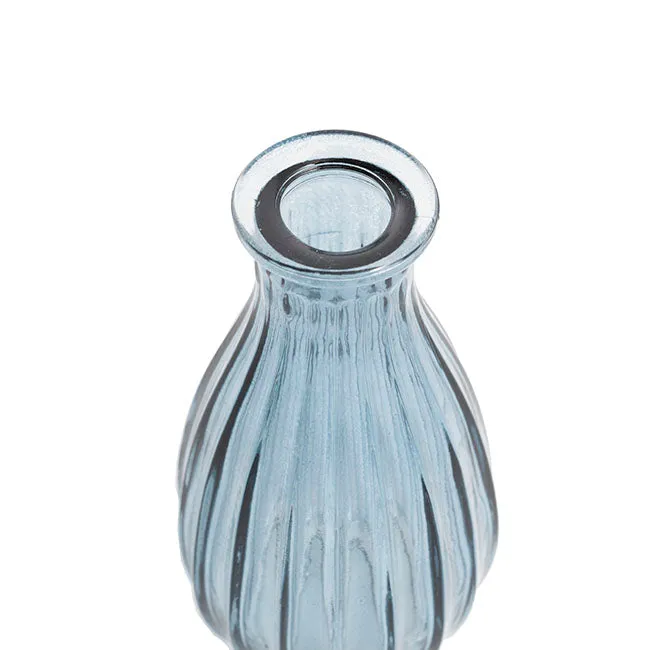 Glass Vintage Bottle Cafe Bud Vase (7x14.5cmH) French Blue Ripple