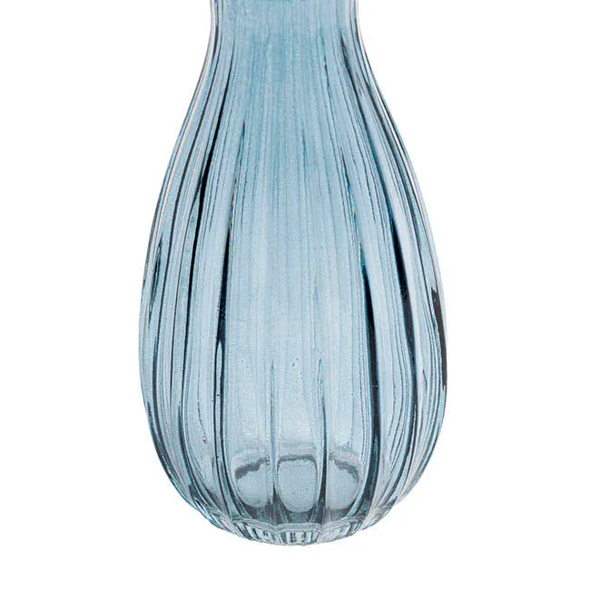 Glass Vintage Bottle Cafe Bud Vase (7x14.5cmH) French Blue Ripple