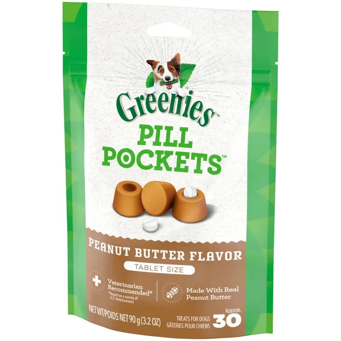 GREENIES Peanut Butter Flavored Tablet Pill Pockets, 30 Count