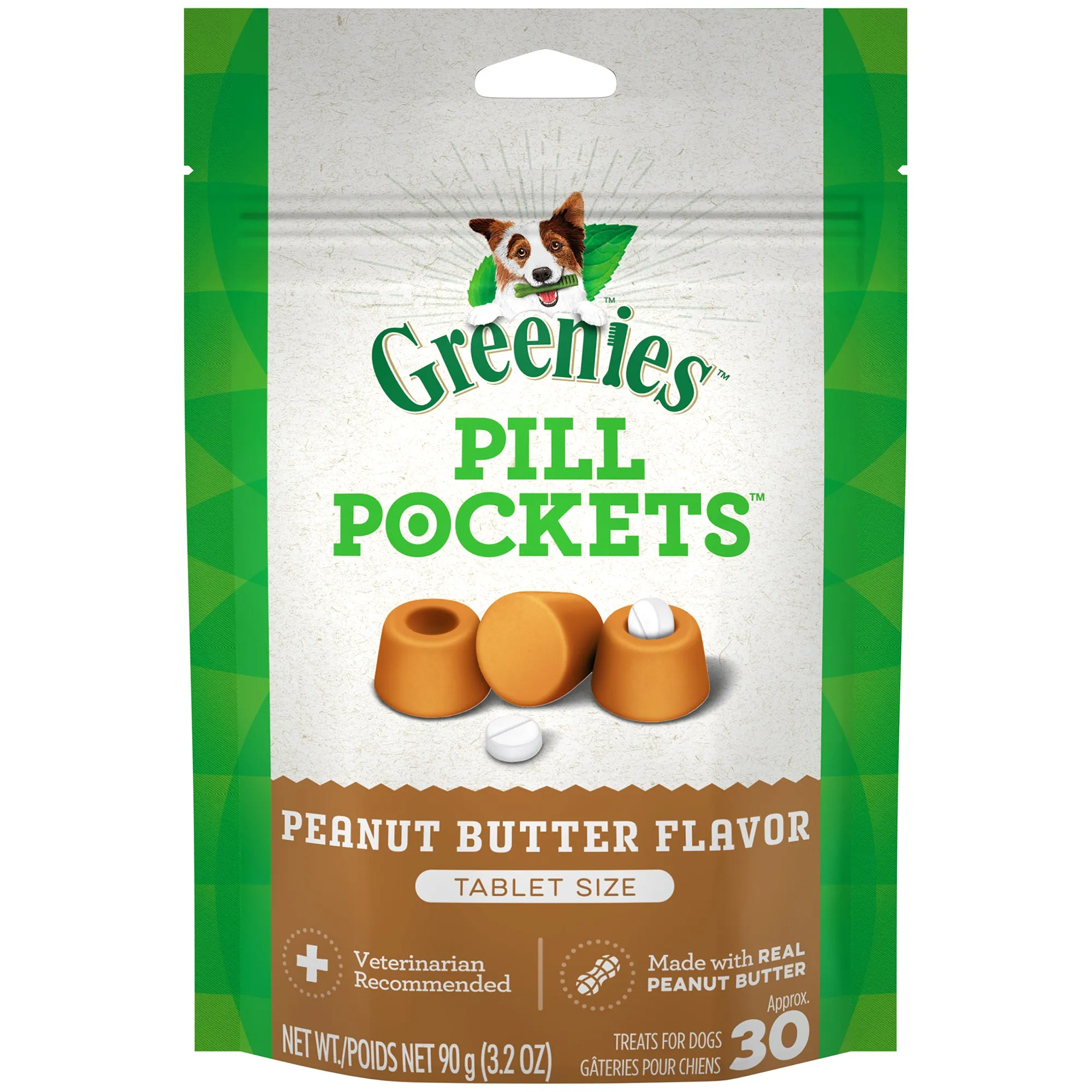 GREENIES Peanut Butter Flavored Tablet Pill Pockets, 30 Count