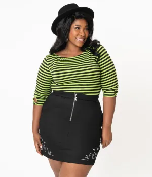 Hell Bunny Plus Size Black Cullen Graveyard Mini Skirt