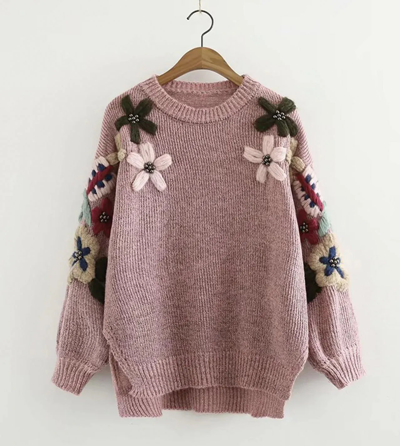 Lovely flowers long sleeve sweater     S2546