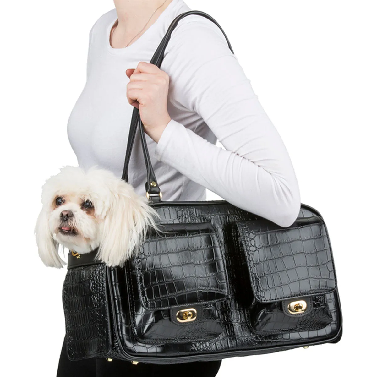 Marlee Pet Carrier - Black Croco