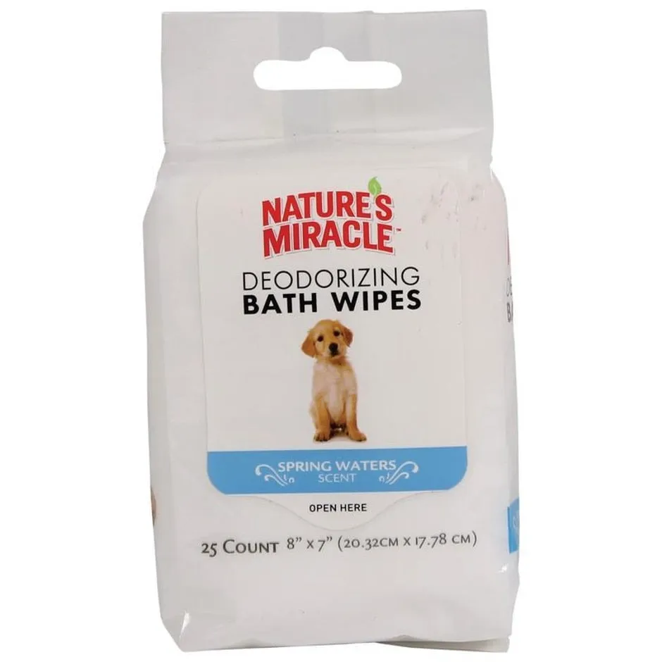 NATURE'S MIRACLE DEODORIZING BATH WIPES