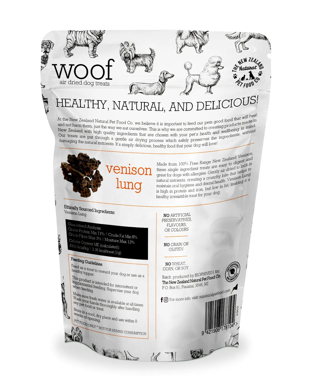 NZ Natural Woof Air-dried Venison Lung