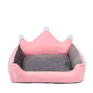 PetAffairs Washable And Soft Plush Crown Pet Bed