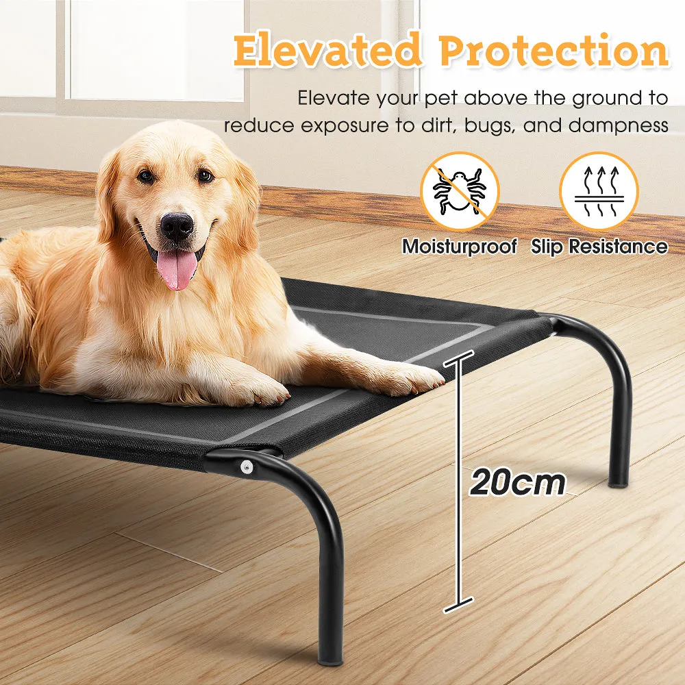 Petzly Cooling Elevated Pet Dog Bed for Medium Dog Washable Breathable Mesh Black