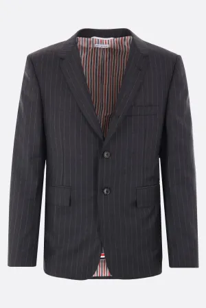 Pinstriped Wool Single-Breasted Jacket