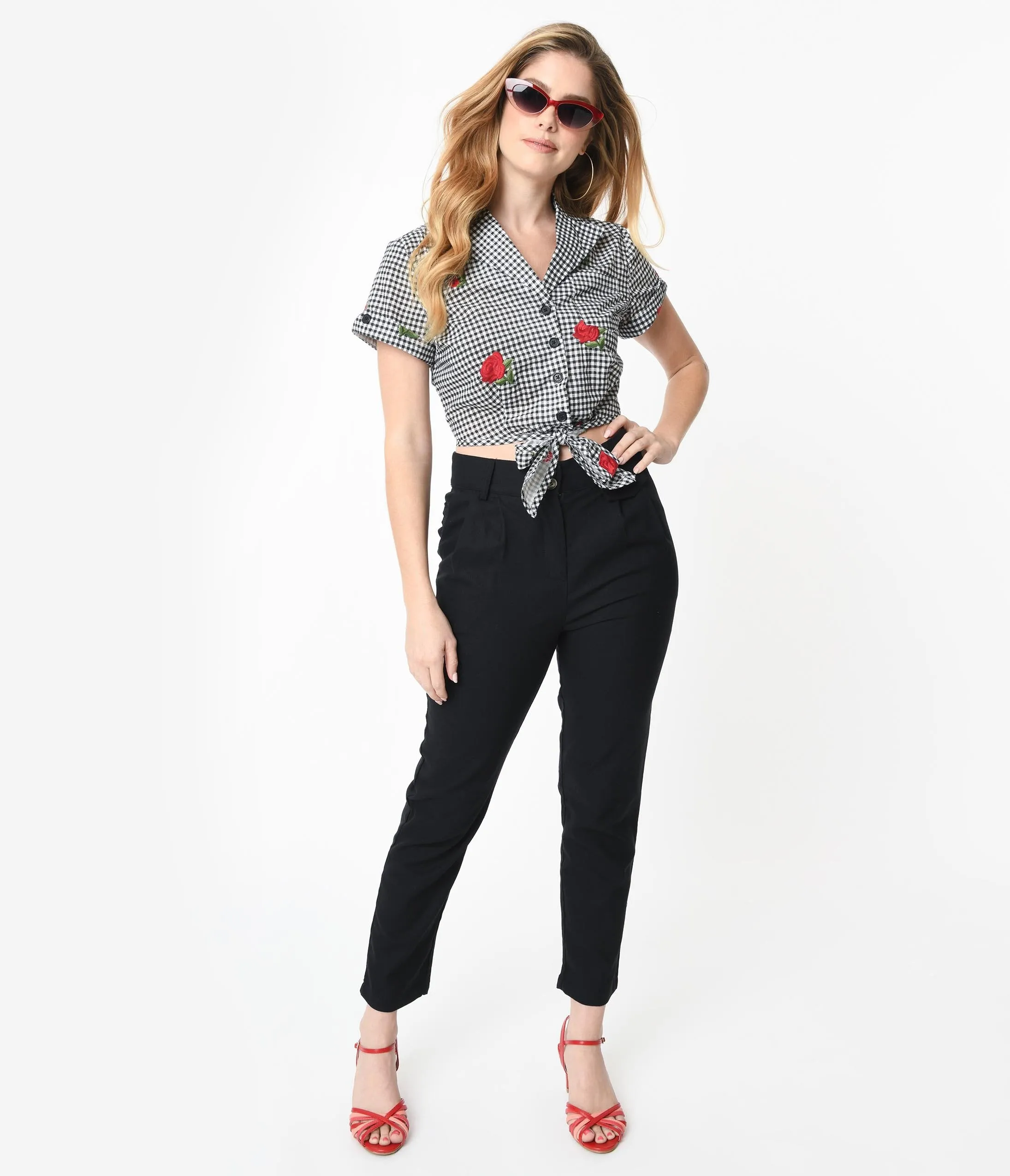 Retro Style Black Linen Pants